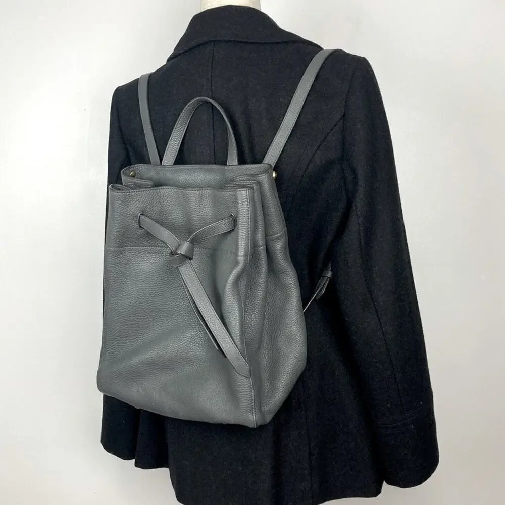 ANNABEL INGALL Italian Leather Drawstring Backpack - $550.